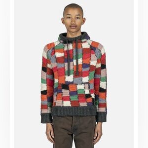 Marni wool crochet patch multicolor pullover hoodie w/ pouch - 46/ US men sm